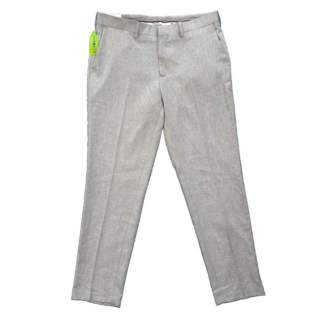 Haggar NWT skinny 34x30 Men’s Trouser Gray Broken Twill